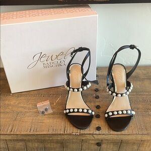 Badgley Mischka Black Stiletto Heels with Studded Straps